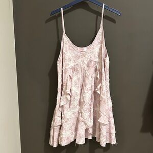 Pink Floral Women's dress / long top SMALL